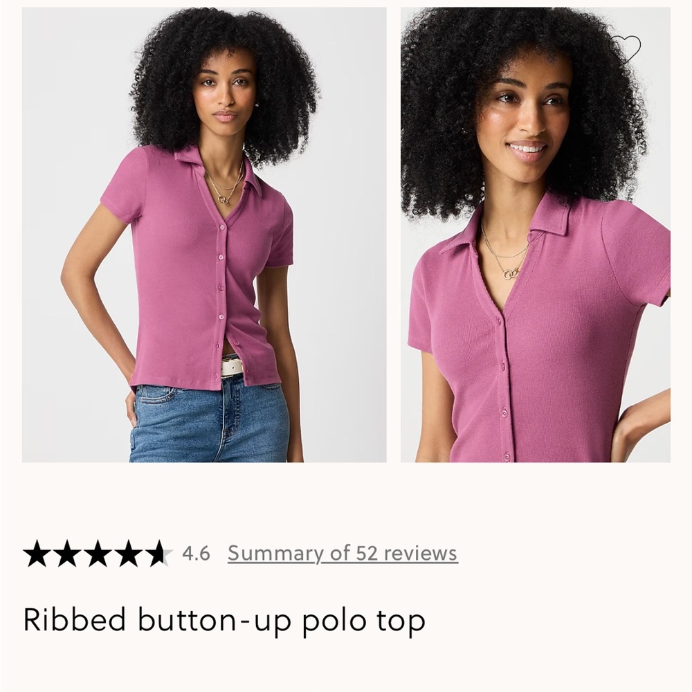 J. Crew Ribbed Button-Up Polo Top